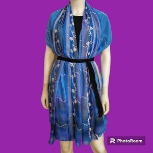 FLORAL Fairycore Embroidered Chiffon Shawl Wrap Sarong Dupatta Cover-up